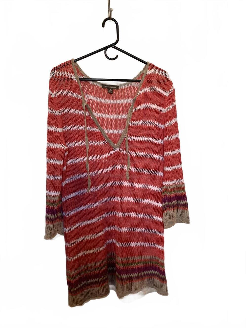 Tommy Bahama Long Sleeve Striped Knit Dress Large